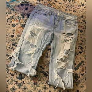 American Eagle Tomgirl Ripped Light-Wash Jeans